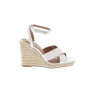 ASOS White Slingback Strappy Espadrille Leather Wedge Sandals UK 7/US 9